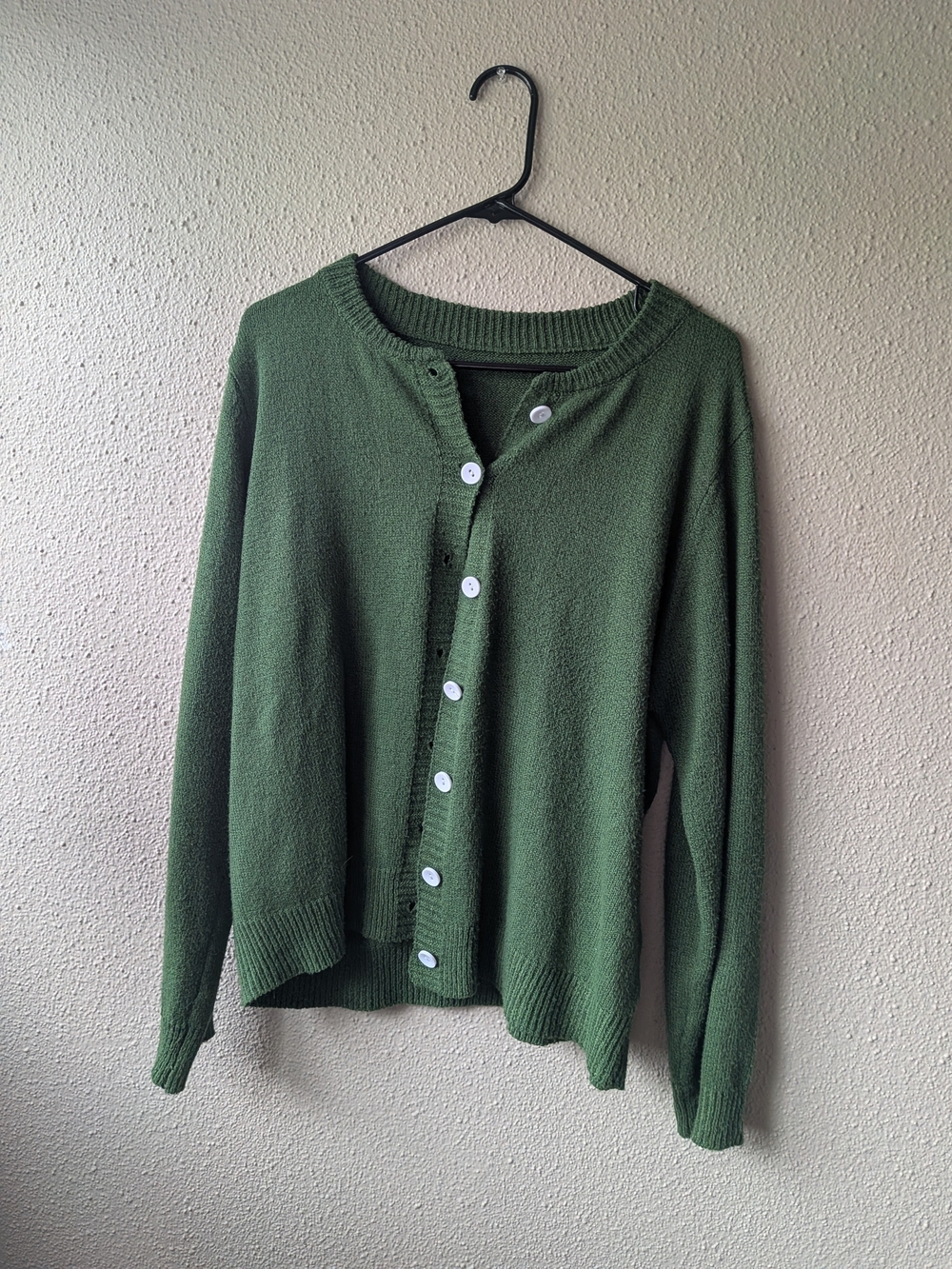 Green Button-Up Knit Cardigan